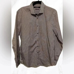 Tiger of Sweden black and white striped long sleeve button  down dress shirt 41